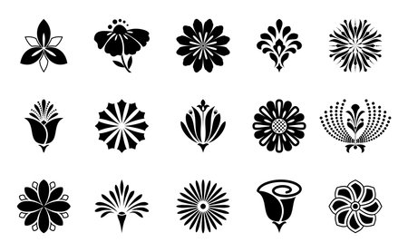 Flowers icon set. Flowers isolated on transparent background. Flowers in modern simple. Cute round flower plant nature collection. Vector illustratorのイラスト素材