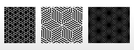 Geometric set of seamless black and white patterns. Simple vector graphics.のイラスト素材