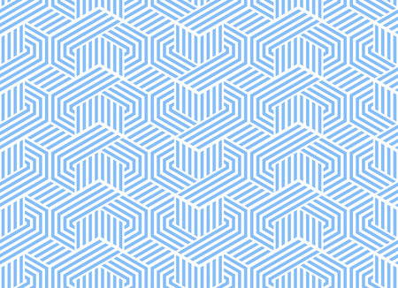 Abstract geometric pattern with stripes, lines. Seamless vector background. White and blue ornament. Simple lattice graphic designのイラスト素材