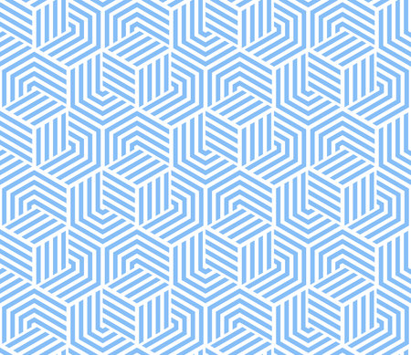 Abstract geometric pattern with stripes, lines. Seamless vector background. White and blue ornament. Simple lattice graphic designのイラスト素材