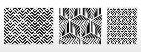 Geometric set of seamless black and white patterns. Simple vector graphics.のイラスト素材
