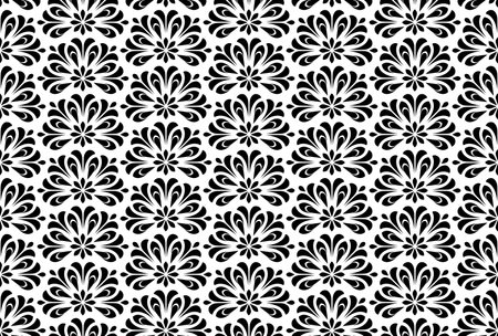 Flower geometric pattern. Seamless vector background. White and black ornament.のイラスト素材