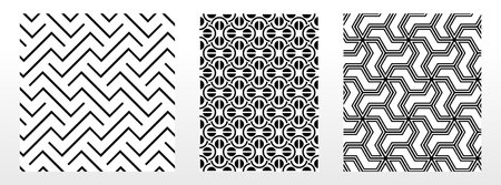 Geometric set of seamless black and white patterns. Simple vector graphics.のイラスト素材