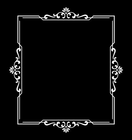 Decorative frame Elegant vector element for design in Eastern style, place for text. Floral black and white border. Lace illustration for invitations and greeting cards.のイラスト素材