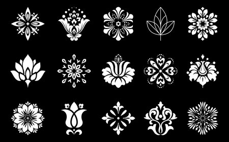 Flowers icon set. Flowers isolated on transparent background. Flowers in modern simple. Cute round flower plant nature collection. Vector illustratorのイラスト素材