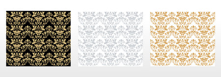 Wallpapers in the style of Baroque. Seamless vector backgrounds. Set of colored floral ornaments. Graphic patterns for fabric, wallpaper, packaging. Ornate Damask flower ornamentsのイラスト素材