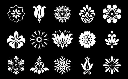 Flowers icon set. Flowers isolated on transparent background. Flowers in modern simple. Cute round flower plant nature collection. Vector illustratorのイラスト素材