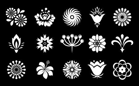 Flowers icon set. Flowers isolated on transparent background. Flowers in modern simple. Cute round flower plant nature collection. Vector illustratorのイラスト素材