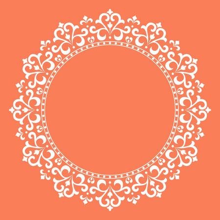 Decorative frame Elegant vector element for design in Eastern style, place for text. Floral pink and white border. Lace illustration for invitations and greeting cardsのイラスト素材