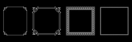 Set of decorative frames Elegant vector element for design in Eastern style, place for text. Floral black and white borders. Lace illustration for invitations and greeting cards.のイラスト素材