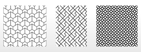 Geometric set of seamless black and white patterns. Simple vector graphics.のイラスト素材
