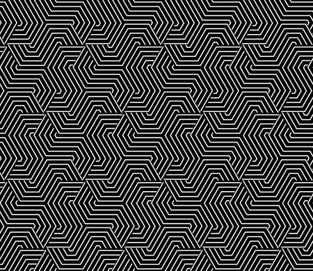 Abstract geometric pattern with stripes, lines. Seamless vector background. White and black ornament. Simple lattice graphic design.のイラスト素材