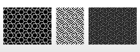 Geometric set of seamless black and white patterns. Simple vector graphics.のイラスト素材