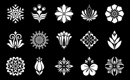 Flowers icon set. Flowers isolated on transparent background. Flowers in modern simple. Cute round flower plant nature collection. Vector illustratorのイラスト素材