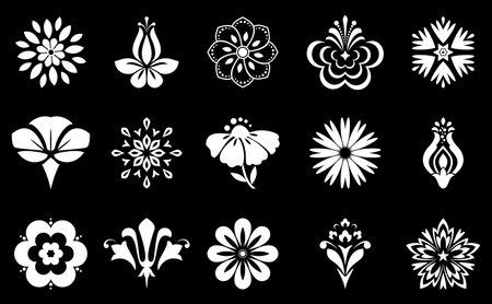 Flowers icon set. Flowers isolated on transparent background. Flowers in modern simple. Cute round flower plant nature collection. Vector illustratorのイラスト素材