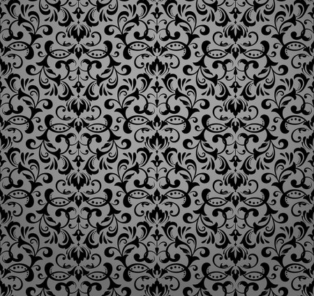 Wallpaper in the style of Baroque. Seamless vector background. Gray and black floral ornament. Graphic pattern for fabric, wallpaper, packaging. Ornate Damask flower ornamentのイラスト素材