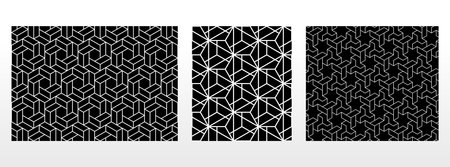 Geometric set of seamless black and white patterns. Simple vector graphics.のイラスト素材