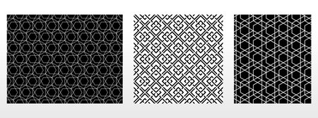 Geometric set of seamless black and white patterns. Simple vector graphics.のイラスト素材