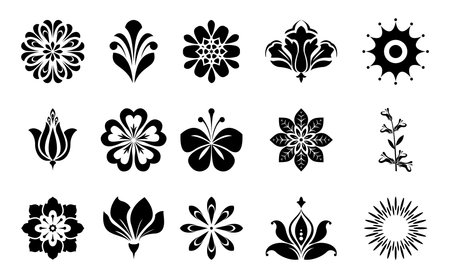 Flowers icon set. Flowers isolated on transparent background. Flowers in modern simple. Cute round flower plant nature collection. Vector illustratorのイラスト素材