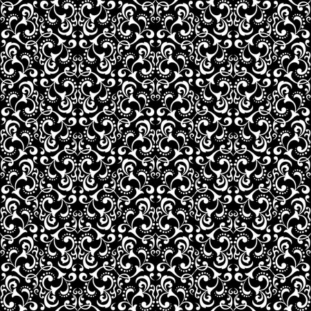 Wallpaper in the style of Baroque. Seamless vector background. White and black floral ornament. Graphic pattern for fabric, wallpaper, packaging. Ornate Damask flower ornament.のイラスト素材