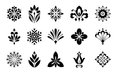 Flowers icon set. Flowers isolated on transparent background. Flowers in modern simple. Cute round flower plant nature collection. Vector illustratorのイラスト素材