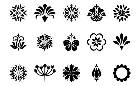 Flowers icon set. Flowers isolated on transparent background. Flowers in modern simple. Cute round flower plant nature collection. Vector illustratorのイラスト素材