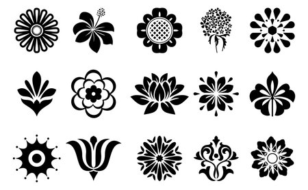Flowers icon set. Flowers isolated on transparent background. Flowers in modern simple. Cute round flower plant nature collection. Vector illustratorのイラスト素材