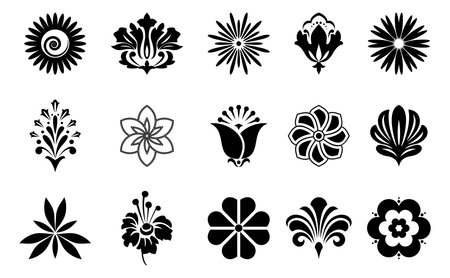 Flowers icon set. Flowers isolated on transparent background. Flowers in modern simple. Cute round flower plant nature collection. Vector illustratorのイラスト素材