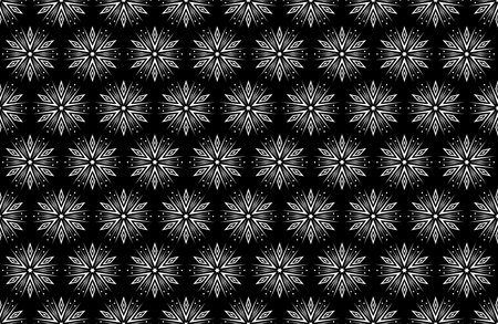 Abstract geometric pattern with lines, snowflakes. A seamless vector background. White and black texture. Graphic modern pattern.のイラスト素材