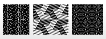 Geometric set of seamless black and white patterns. Simple vector graphics.のイラスト素材