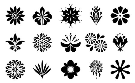 Flowers icon set. Flowers isolated on transparent background. Flowers in modern simple. Cute round flower plant nature collection. Vector illustratorのイラスト素材