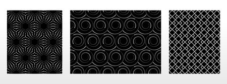 Geometric set of seamless black and white patterns. Simple vector graphics.のイラスト素材