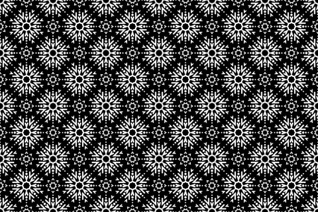 Abstract geometric pattern with lines, snowflakes. A seamless vector background. White and black texture. Graphic modern pattern.のイラスト素材