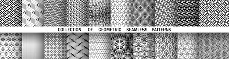 Geometric set of seamless black and white patterns. Simple vector graphics.のイラスト素材