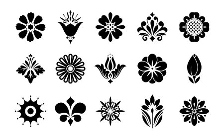 Flowers icon set. Flowers isolated on transparent background. Flowers in modern simple. Cute round flower plant nature collection. Vector illustratorのイラスト素材