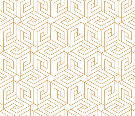 Abstract geometric pattern. A seamless vector background. White and golden ornament. Graphic modern pattern. Simple lattice graphic designのイラスト素材