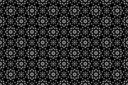 Abstract geometric pattern with lines, snowflakes. A seamless vector background. White and black texture. Graphic modern pattern.のイラスト素材