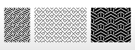 Geometric set of seamless black and white patterns. Simple vector graphics.のイラスト素材
