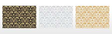 Wallpapers in the style of Baroque. Seamless vector backgrounds. Set of colored floral ornaments. Graphic patterns for fabric, wallpaper, packaging. Ornate Damask flower ornamentsのイラスト素材