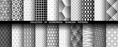 Geometric set of seamless black and white patterns. Simple vector graphics.のイラスト素材