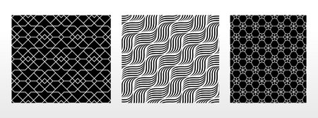 Geometric set of seamless black and white patterns. Simple vector graphics.のイラスト素材