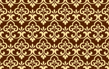 Flower geometric pattern. Seamless vector background. Golden and dark brown ornament. Ornament for fabric, wallpaper, packaging. Decorative printのイラスト素材