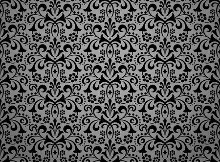 Floral pattern. Vintage wallpaper in the Baroque style. Seamless vector background. Gray and black ornament for fabric, wallpaper, packaging. Ornate Damask flower ornamentのイラスト素材