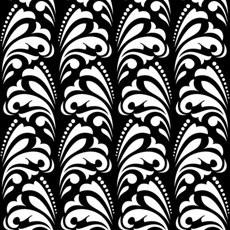 Flower geometric pattern. Seamless vector background. White and black ornament.のイラスト素材
