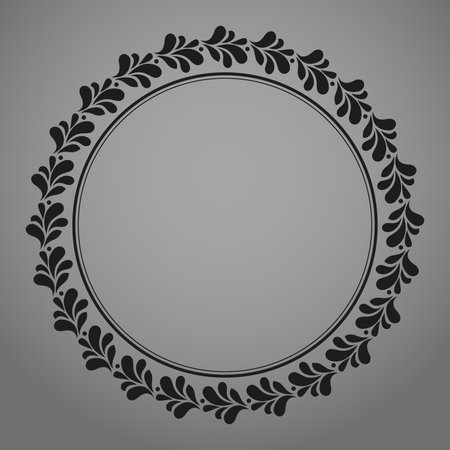 Decorative frame Elegant vector element for design in Eastern style, place for text. Floral black and gray border. Lace illustration for invitations and greeting cardsのイラスト素材