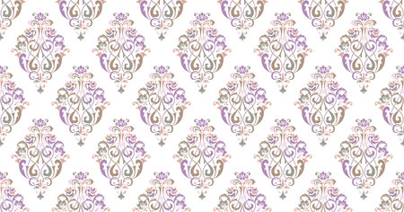 Wallpaper in the style of Baroque. Seamless vector background. Colored floral ornament. Graphic pattern for fabric, wallpaper, packaging. Ornate Damask flower ornamentのイラスト素材