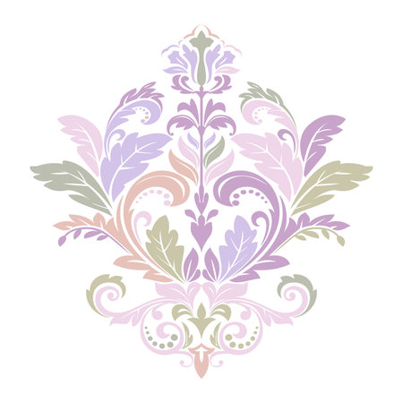 Damask graphic ornament. Floral design element. Colored vector patternのイラスト素材