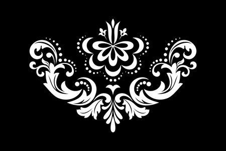Damask graphic ornament. Floral design element. Black and white vector pattern.のイラスト素材
