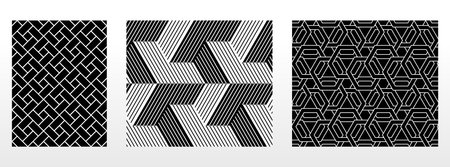 Geometric set of seamless black and white patterns. Simple vector graphics.のイラスト素材