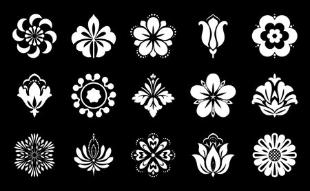 Flower icons set. Isolated elements for design. Vector graphics.のイラスト素材